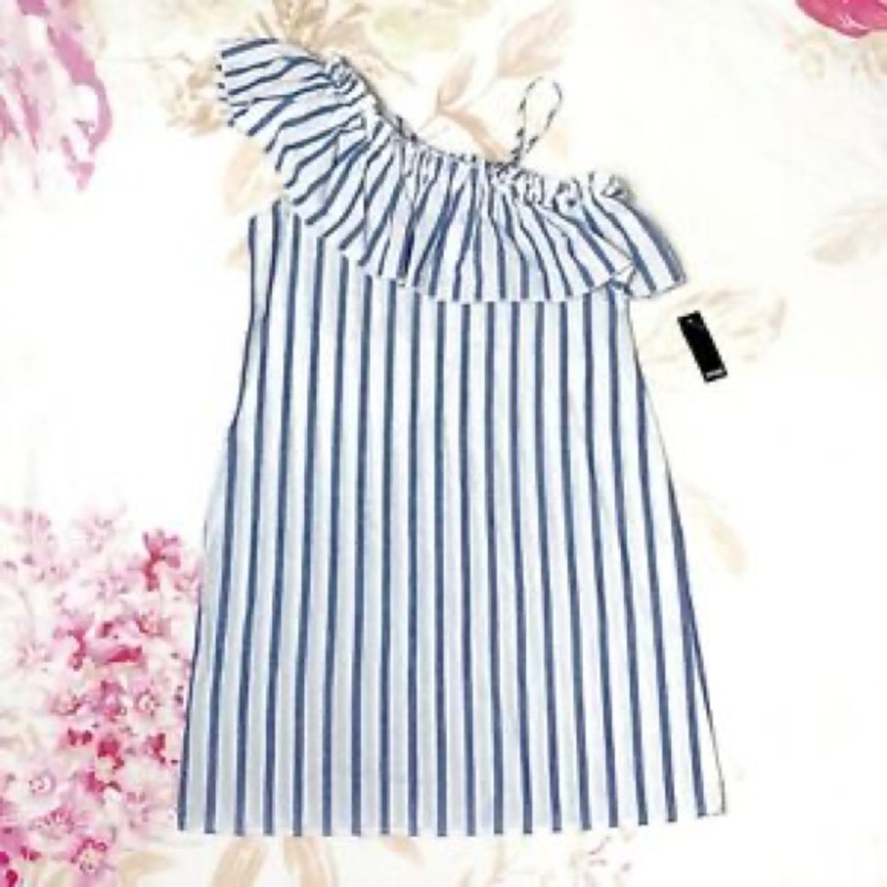 Snap Blue and White one shoulder dress